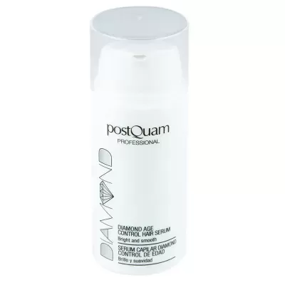 Frasco branco de sérum para cabelo PostQuam Professional com tampa transparente