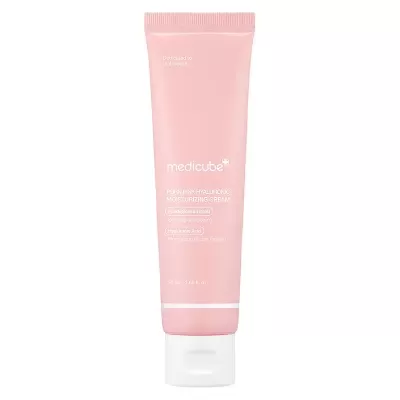 Creme hidratante Medicube PDRN Pink Hyaluronic em tubo rosa com tampa branca