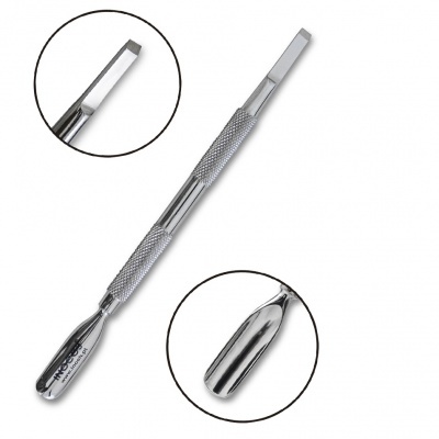 Espátula dupla em aço inoxidável para unhas com cabo texturizado
