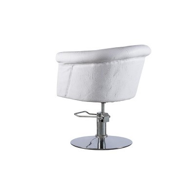 Cadeira branca em couro sintético com suporte metálico