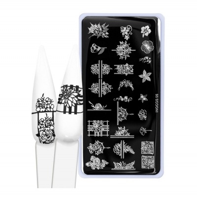 Placas de carimbo para unhas com desenhos pretos e brancos