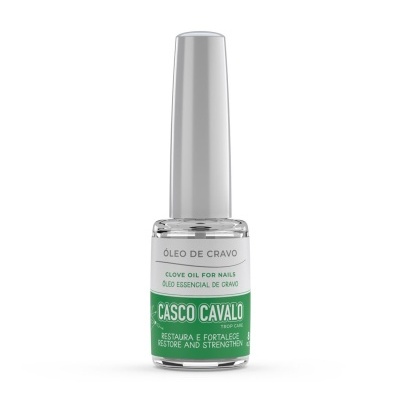 frasco de óleo para unhas com rótulo branco e verde