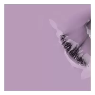 Tecido lilás translúcido com detalhes listrados preto e branco