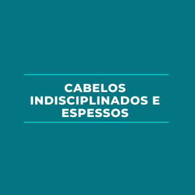 Fundo azul com texto branco sobre cabelos indisciplinados e espessos