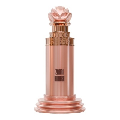 Frasco de perfume metálico cor de rosa dourado com tampa em forma de flor