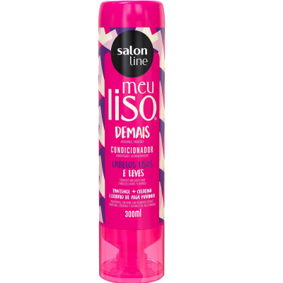 Frasco rosa de condicionador Salon Line para cabelos lisos e leves