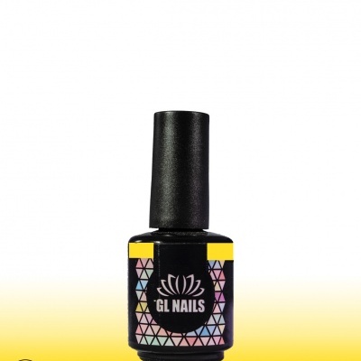 Frasco de verniz de unhas GL NAILS com padrão geométrico colorido