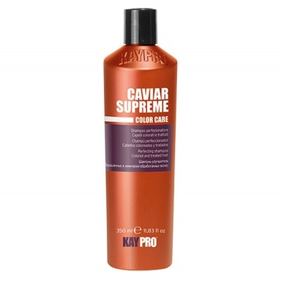 Frasco de champô Caviar Supreme Color Care da KayPro, laranja com tampo preto