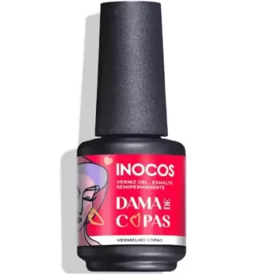 Frasco de verniz gel vermelho com tampa preta