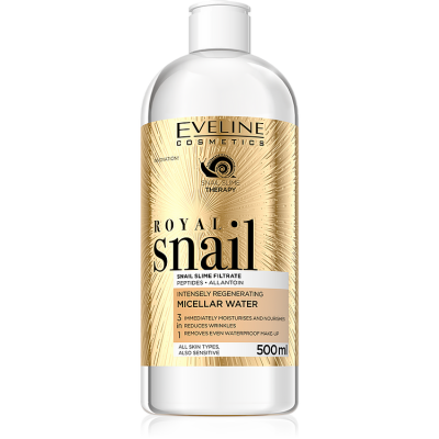 Frasco de água micelar Royal Snail da Eveline Cosmetics, 500 ml, rótulo dourado