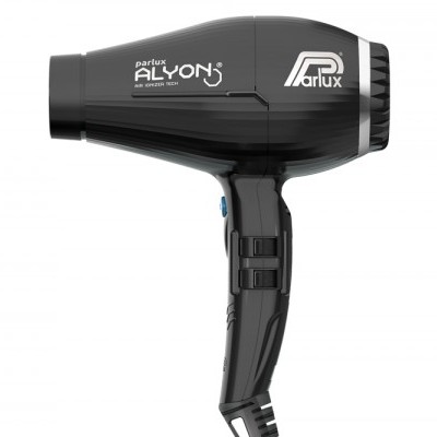 Secador de cabelo preto Parlux ALYON com texto e logo branco