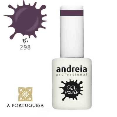 Frasco de verniz gel roxo andreia professional com tampa branca e faixa roxa