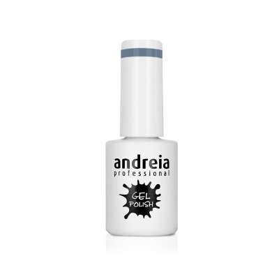 Frasco branco de verniz de gel para unhas Andreia Professional com tampa branca e listra cinza