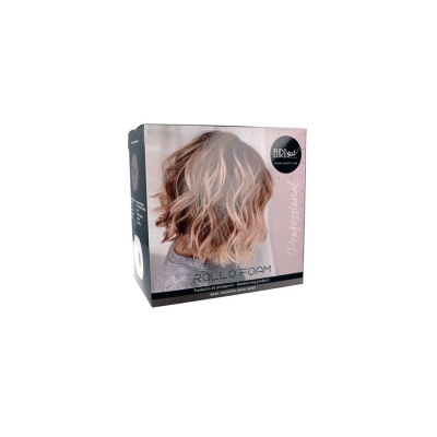 Embalagem rosa claro do produto profissional FURless Roll On Foam com imagem de cabelo