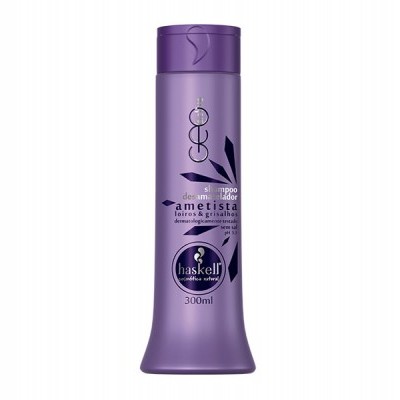 frasco de produto roxo Haskell Ametista 300ml com texto