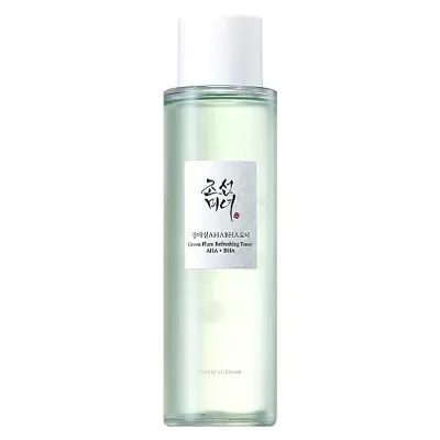 Frasco transparente com toner verde claro e tampa branca