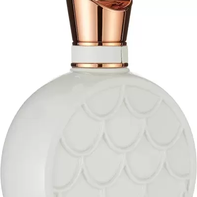 Frasco redondo de vidro branco com tampa dourada texturizada