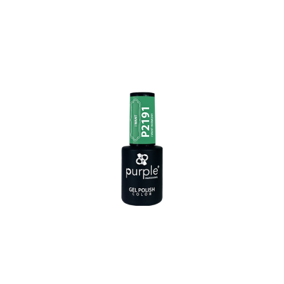 Frasco de verniz gel preto Purple com tampa verde e código P2191