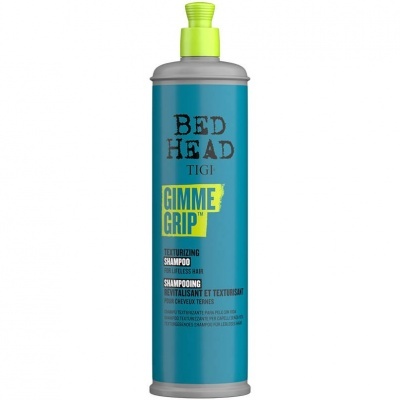 Frasco azul de champô Bed Head TIGI Gimme Grip com tampa verde