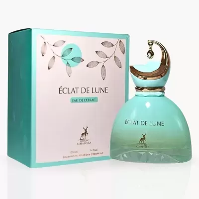 Frasco e caixa de perfume Éclat de Lune da Atkinsons em verde água e dourado