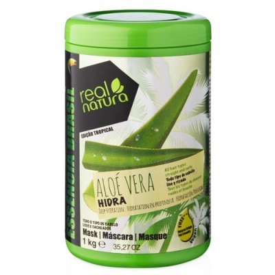Recipiente verde de máscara capilar Real Natura Aloe Vera Hidra de 1 kg