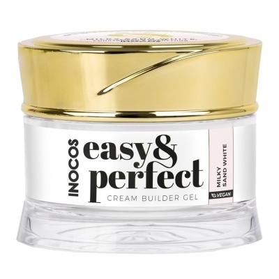 Frasco transparente com tampa dourada do gel construtor easy & perfect Milky Sand White.
