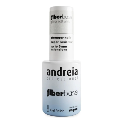 Frasco de verniz gel Andreia Professional fiber base azul e branco
