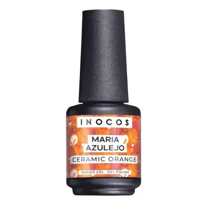 Frasco de verniz gel para unhas INOCOS CERAMIC ORANGE com tampa preta