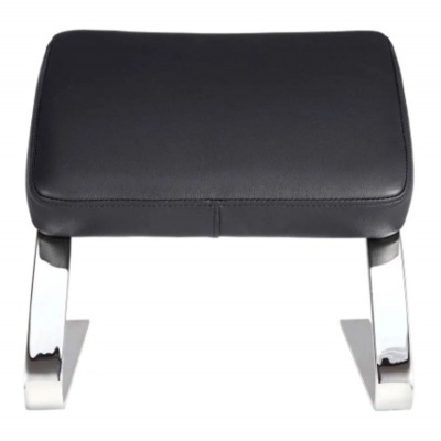 Reóstato com assento em couro preto e pernas cromadas