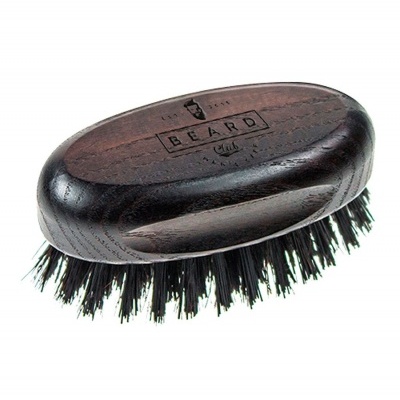 Escova de barba de madeira escura com cerdas pretas