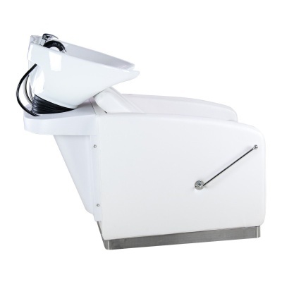 Cadeira de lavagem de cabelo branca com bacia cerâmica