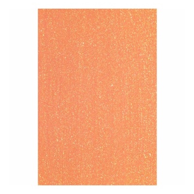 Folha de papel laranja texturizada com brilhos dourados