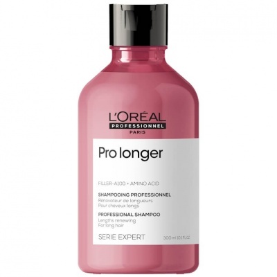 Frasco de champô rosa L'Oréal Professionnel Paris Pro longer com tampa preta