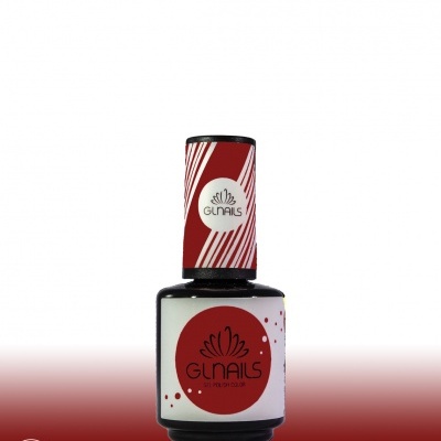 Frasco de verniz gel GLNAILS vermelho e branco 15ml
