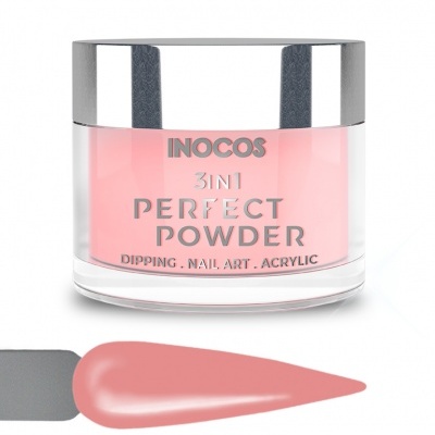 Pó acrílico para unhas rosa claro INOCOS 3IN1 com tampa prata