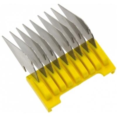 Conjunto de lâminas afiadas com suporte amarelo