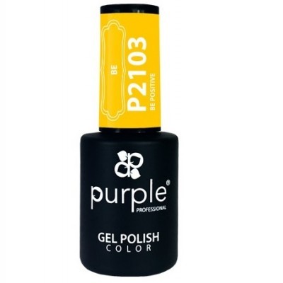 Verniz gel para unhas Purple Professional em frasco preto com tampa amarela e texto branco.