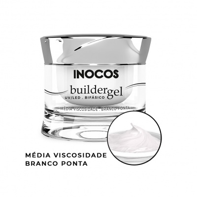frasco de gel para unhas INOCOS builder gel branco ponta média viscosidade
