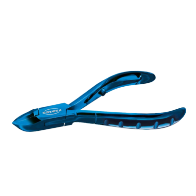 Alicate corta unhas azul metálico com punhos ergonómicos