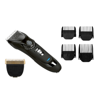 Aparelho cortar cabelo preto com visor digital e acessórios