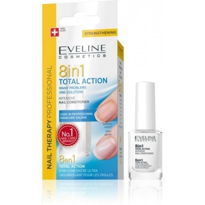 Eveline Cosmetics 8in1 Total Action condicionador de unhas em frasco branco com embalagem