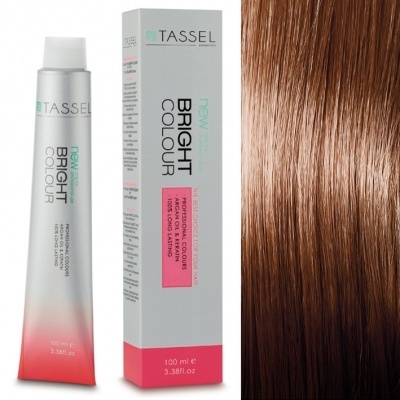 Kit de coloração capilar TASSEL BRIGHT COLOUR e amostra de cabelo castanho