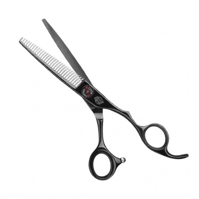 tesoura de corte e desbaste preta ergonómica