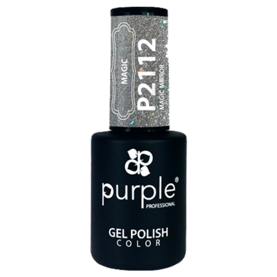 Frasco preto fosco de verniz gel Purple Professional com tampa com padrão holográfico