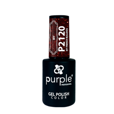 Frasco de verniz gel para unhas preto com tampa vermelha glitter