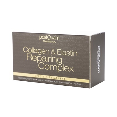 Embalagem retangular castanho escuro com texto dourado do produto Collagen & Elastin Repairing Complex