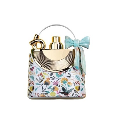 Bolsa mini floral com frasco dourado destacável