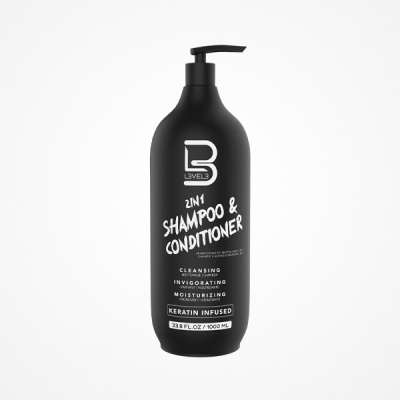 Frasco preto 2 em 1 shampoo e condicionador 1000 ml