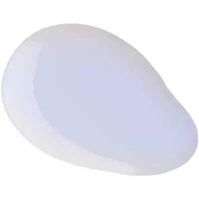 sofá cama azul claro com base branca em formato arredondado