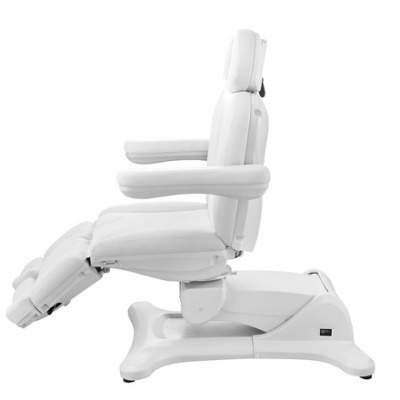 Cadeira de massagem branca com apoios para braços e pernas ajustável